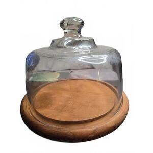 Vintage Goodwood Teakwood Serving Tray with Glass Dome Lid